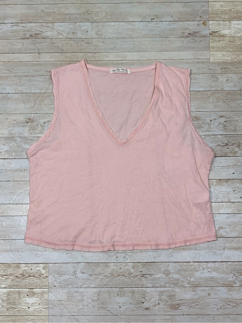 We The Free People Dreamy Tank Top Size S Pink Cotton V Neck Sleeveless Boho
